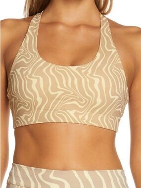 Outdoor Voices pampas Swirl Print Sports Bra - Size S/M D Cup Logo Elastic